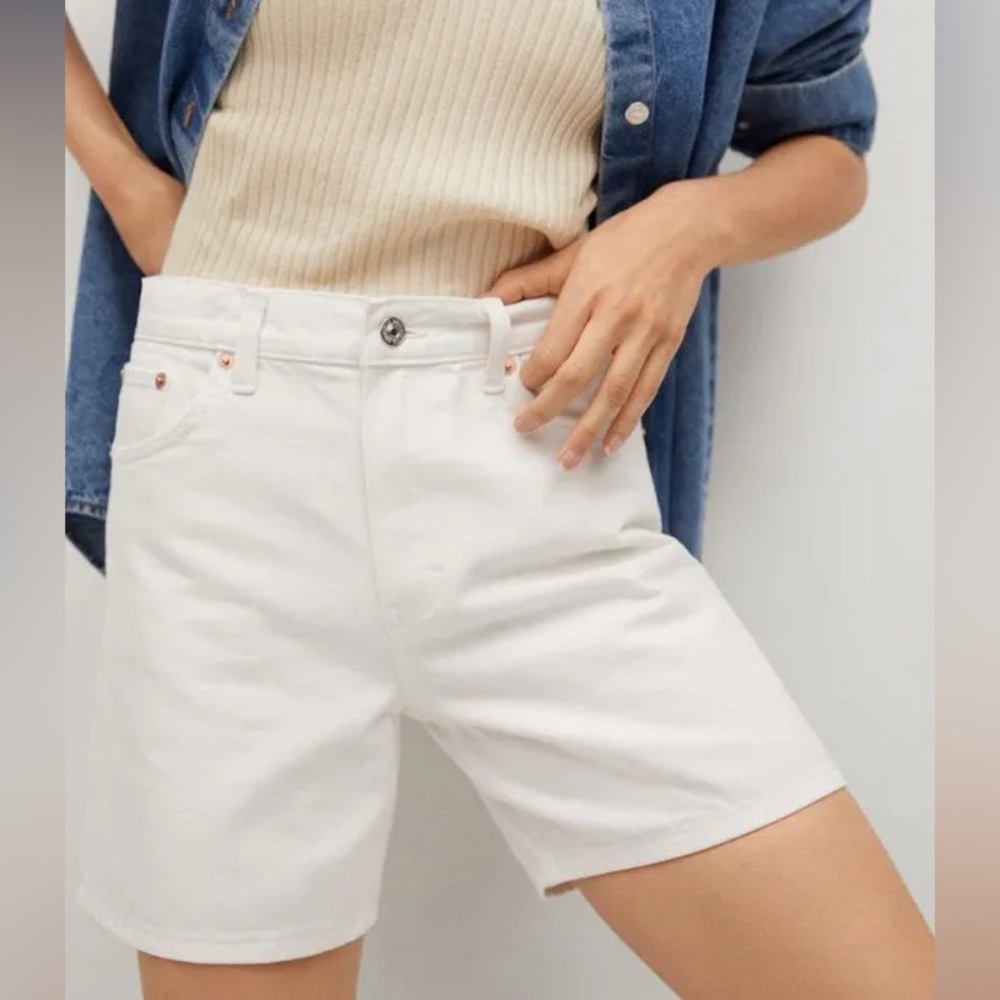Mango White Jean Shorts